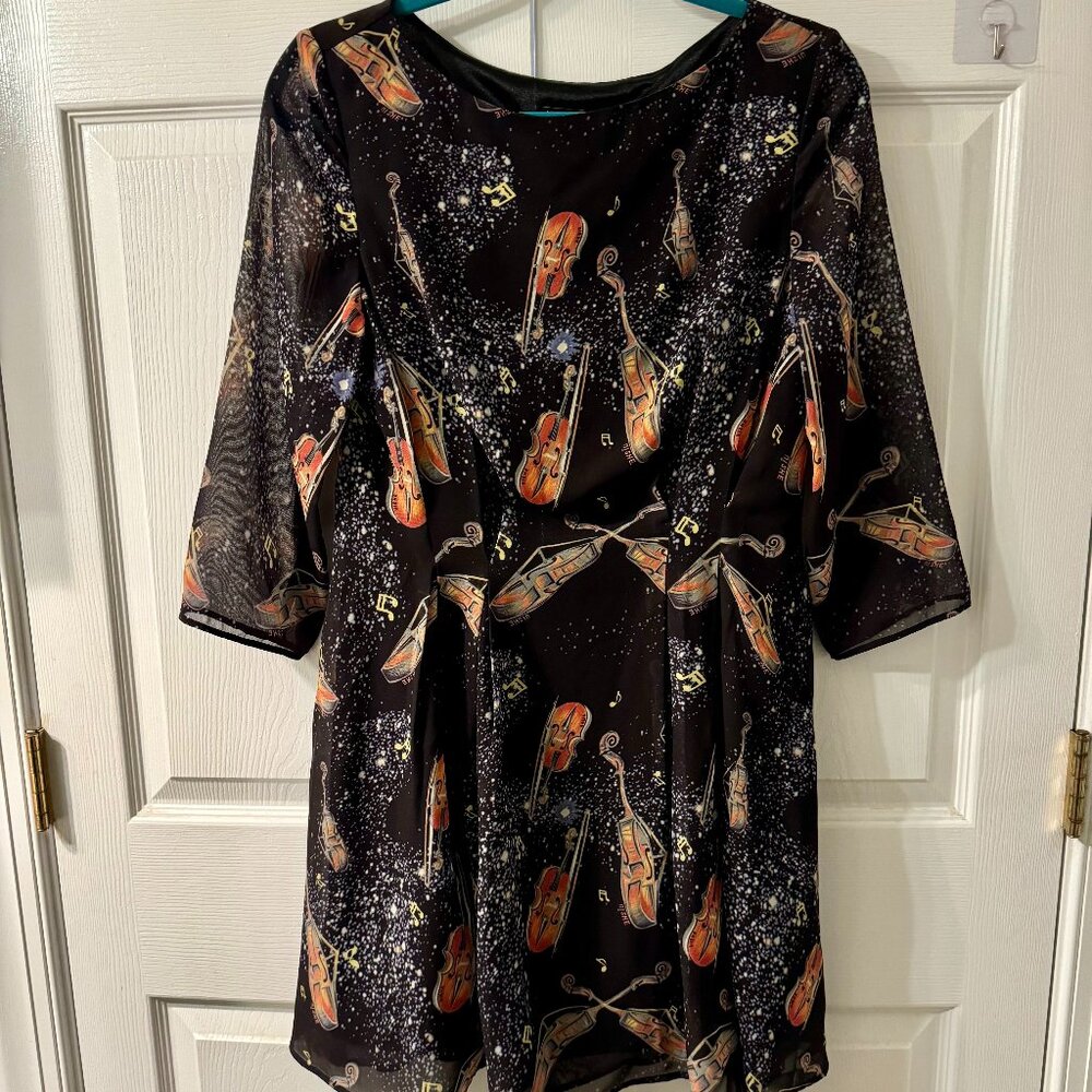 Whimsical Nishe Violin & Galaxy Print Dress – UK 12 / US 8